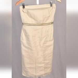 Lela Rose for Loft Elegant Cream Strapless Dress Linen Blend  size‎ 6